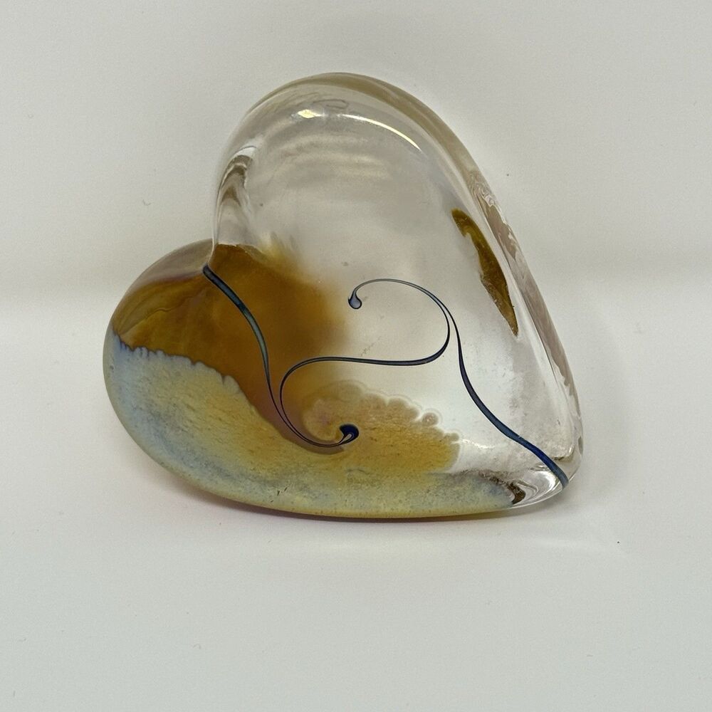 ROBERT HELD IRIDESCENT DICHROIC HEART LOVE CANADA ART GLASS SIGNED PAPERWEIGHT